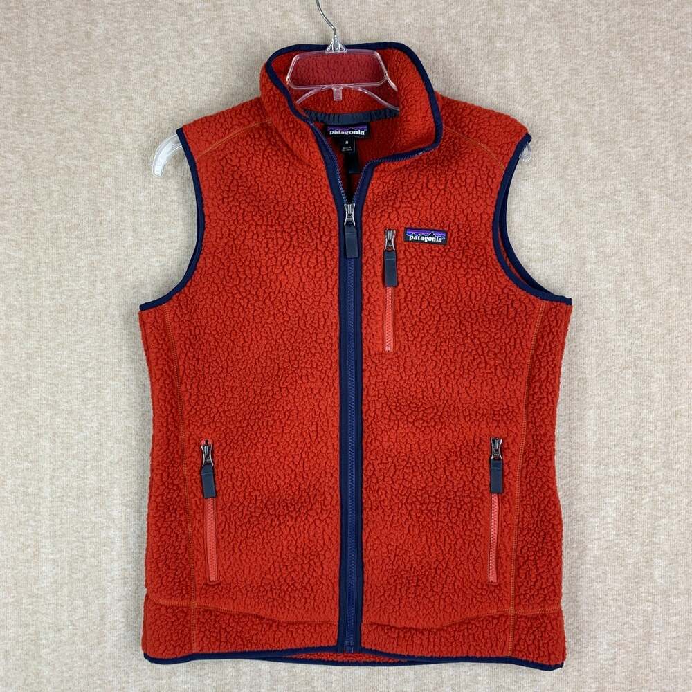 Patagonia Retro Pile Vest Womens Medium Rust Full Zip fleece 3 pocket